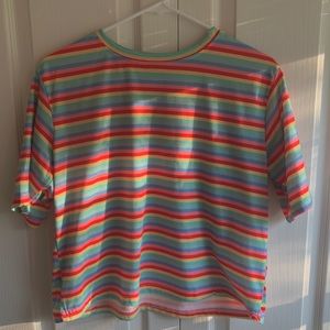 Rainbow striped cropped t-shirt